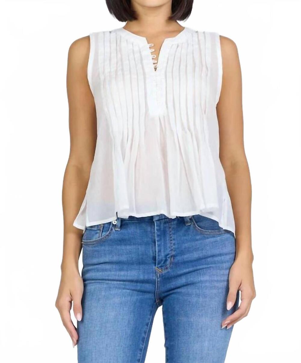 NEW DEAR JOHN DENIM lucy sleeveless pleated top in white